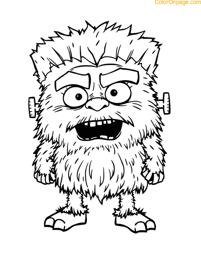 F is for Fuzzy Frankenstein Coloring Page