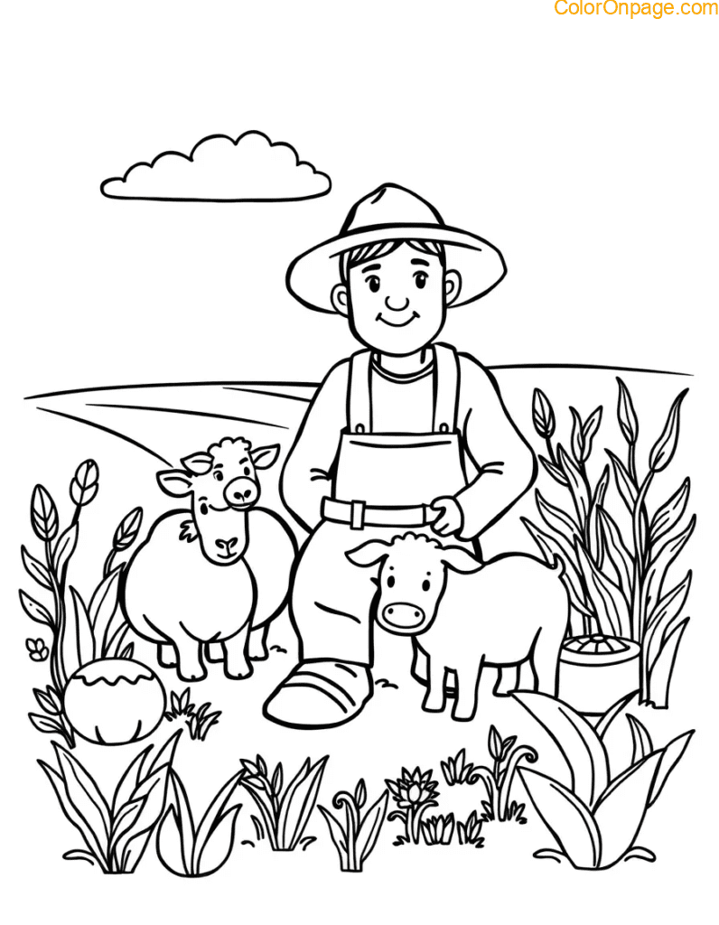 Farmer Coloring Page