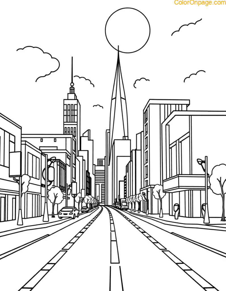 Finish the Shape City Coloring Page