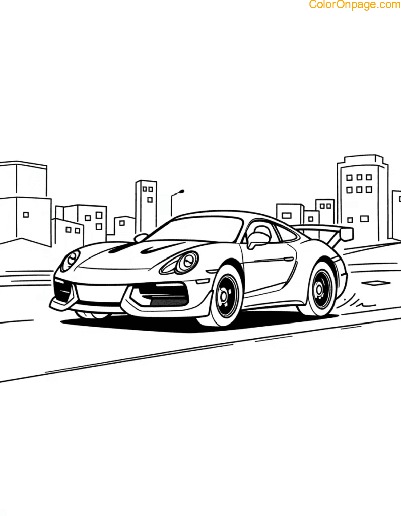 Flying Car Shape City Coloring Page