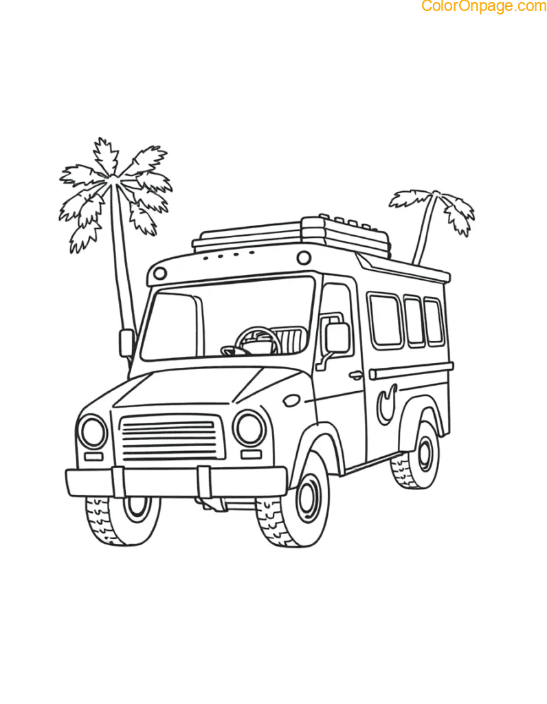 Food Truck Adventure Coloring Page