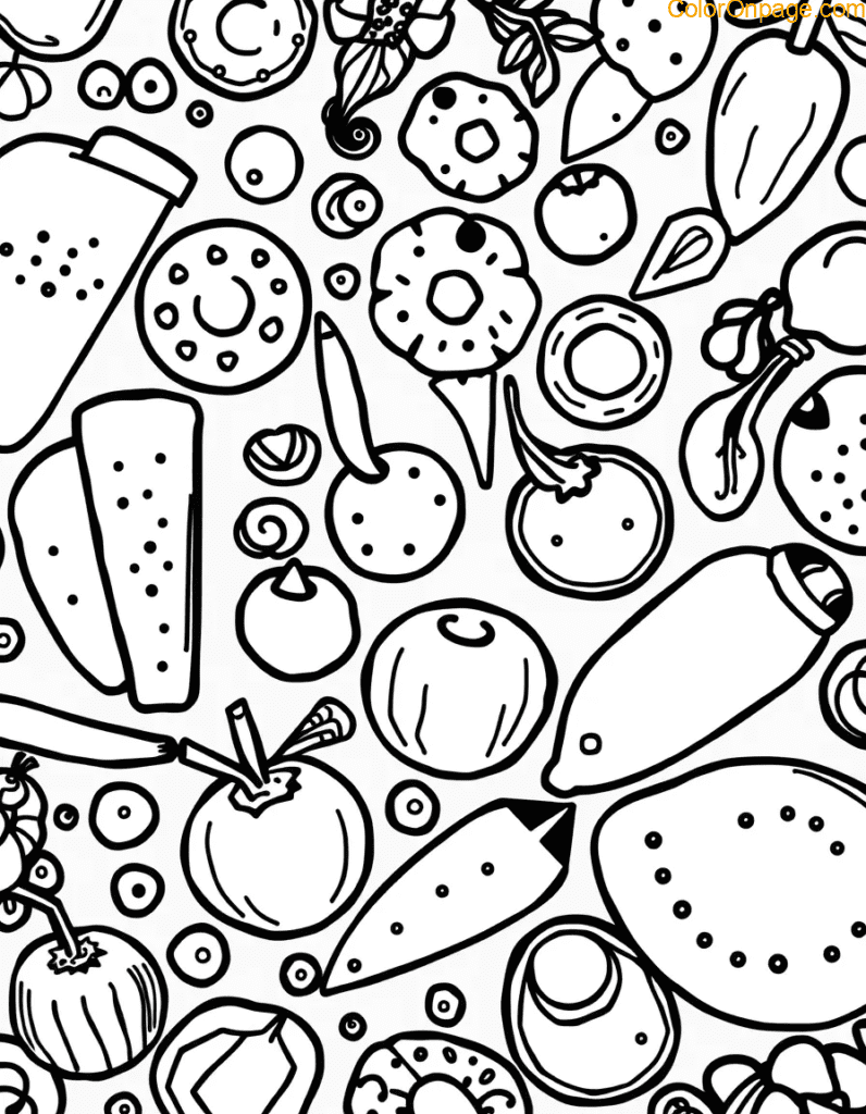 Foodie Patterns Coloring Page