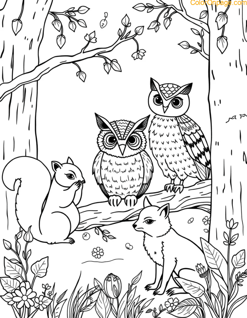 Forest Friends Coloring Page