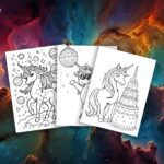 Free Unicorn Party Coloring Sheets - Instant Download PDF