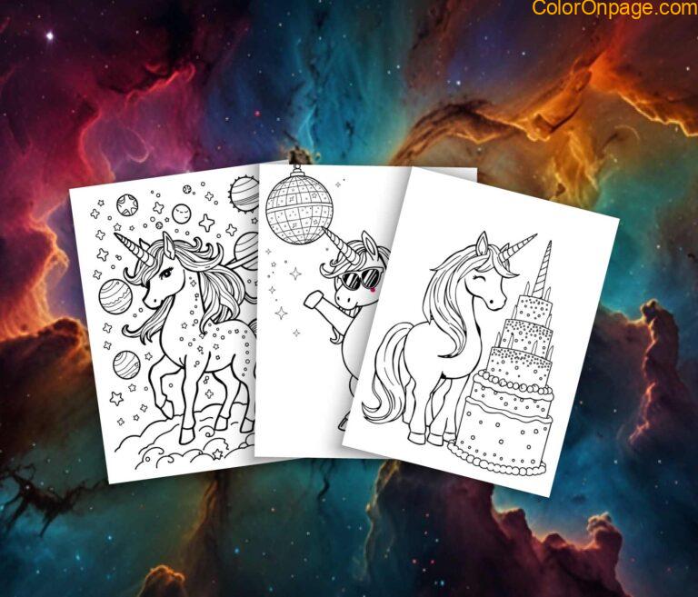 Free Unicorn Party Coloring Sheets - Instant Download PDF