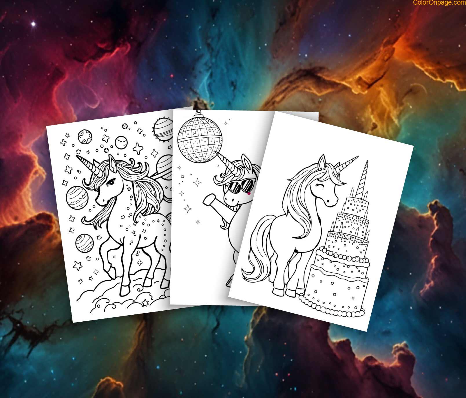 Free Unicorn Party Coloring Sheets - Instant Download PDF