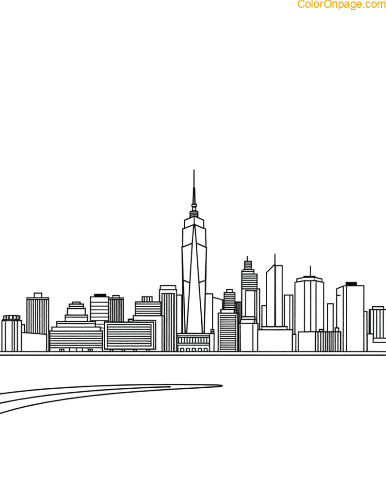 Geometric Skyline Coloring Page
