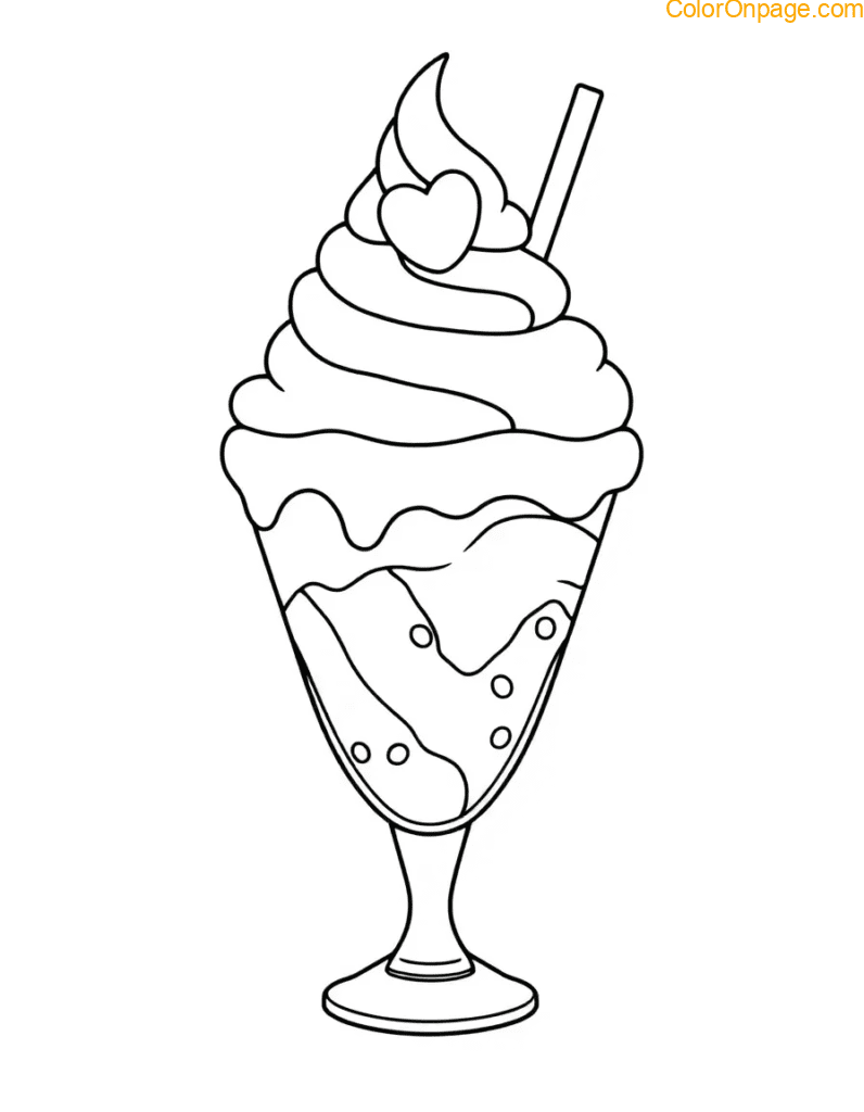 Giant Ice Cream Sundae Coloring Page