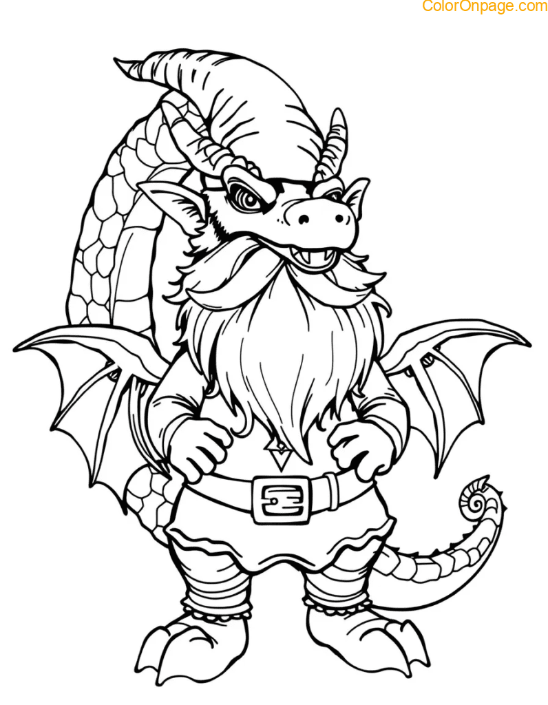 Gnome Dragon Coloring Page