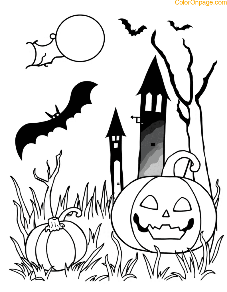 Halloween Spooky Shapes Coloring Page