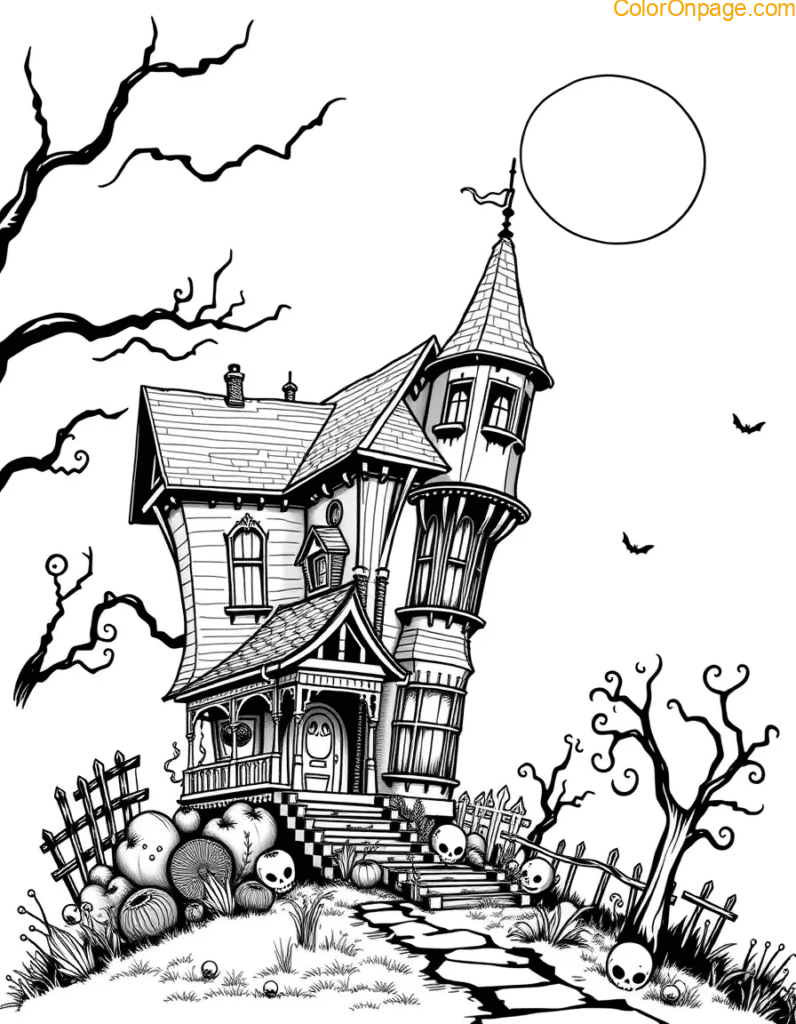 Haunted House Giant Coloring Page