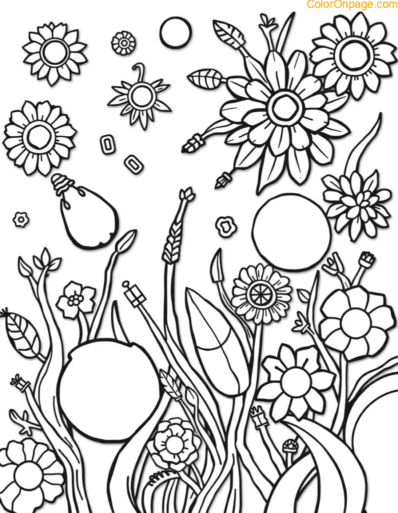 Hidden Objects Pattern Play Coloring Page