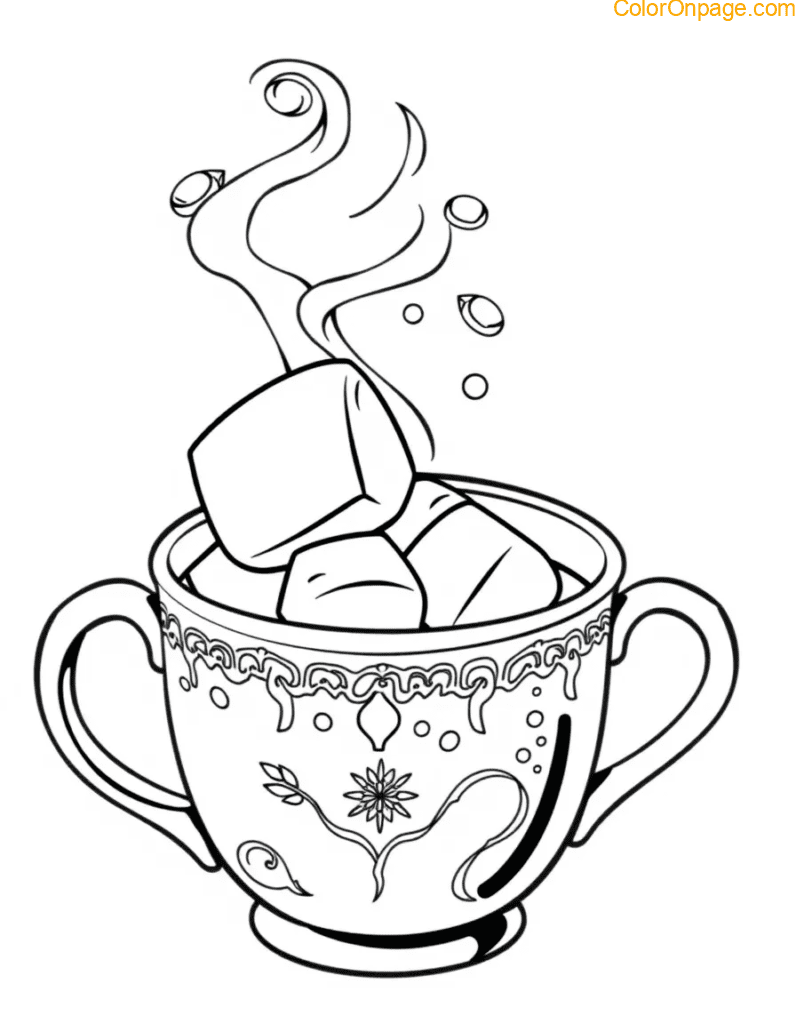 Hot Cocoa Mug Coloring Page