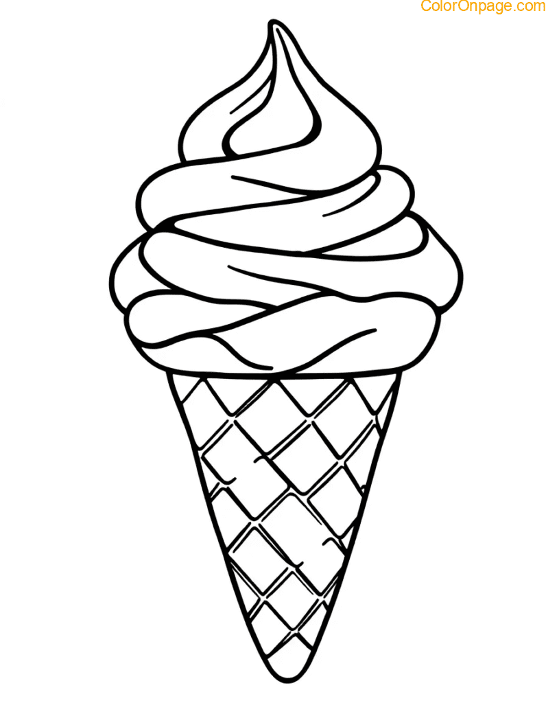 Ice Cream Cone Coloring Page