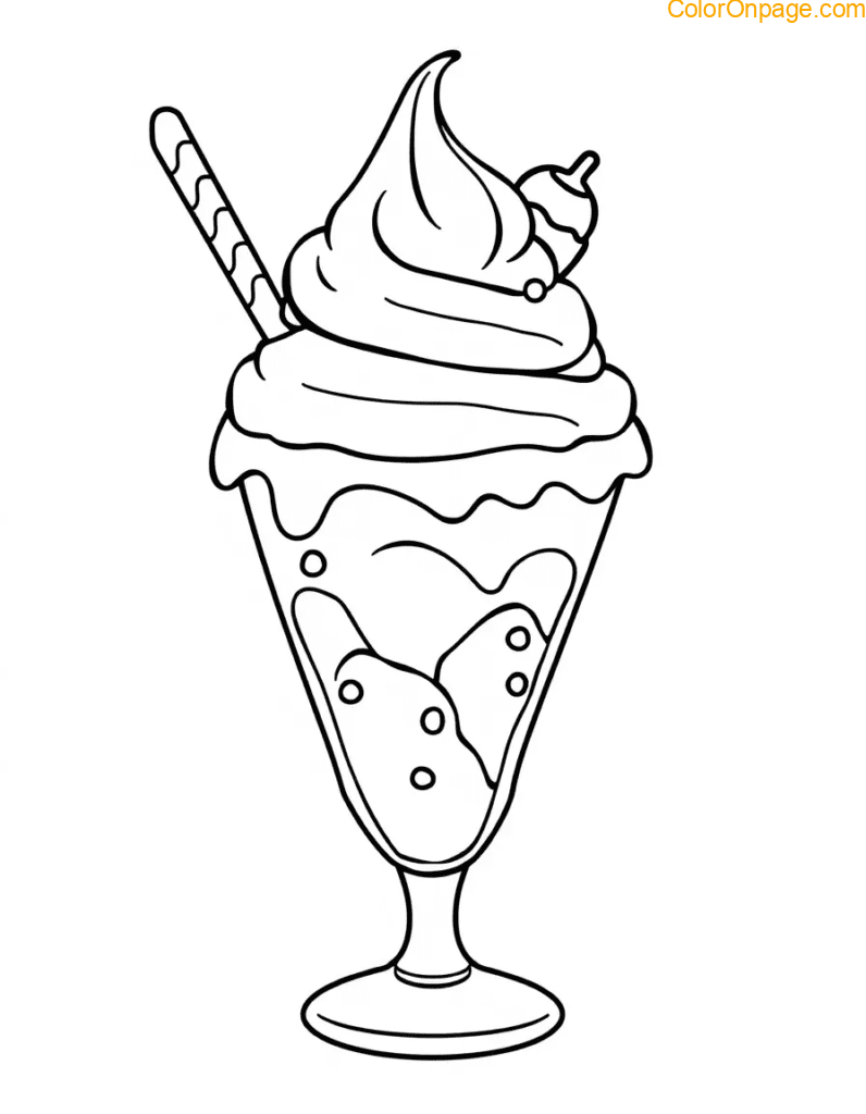 Ice Cream Sundae Bar Coloring Page