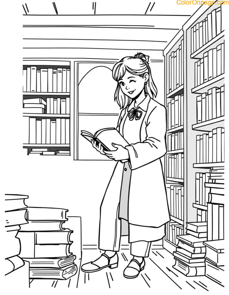 Librarian Coloring Page