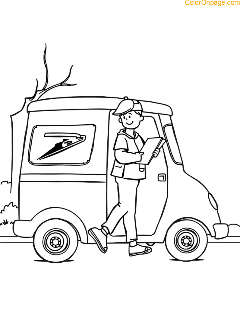 Mail Carrier Coloring Page