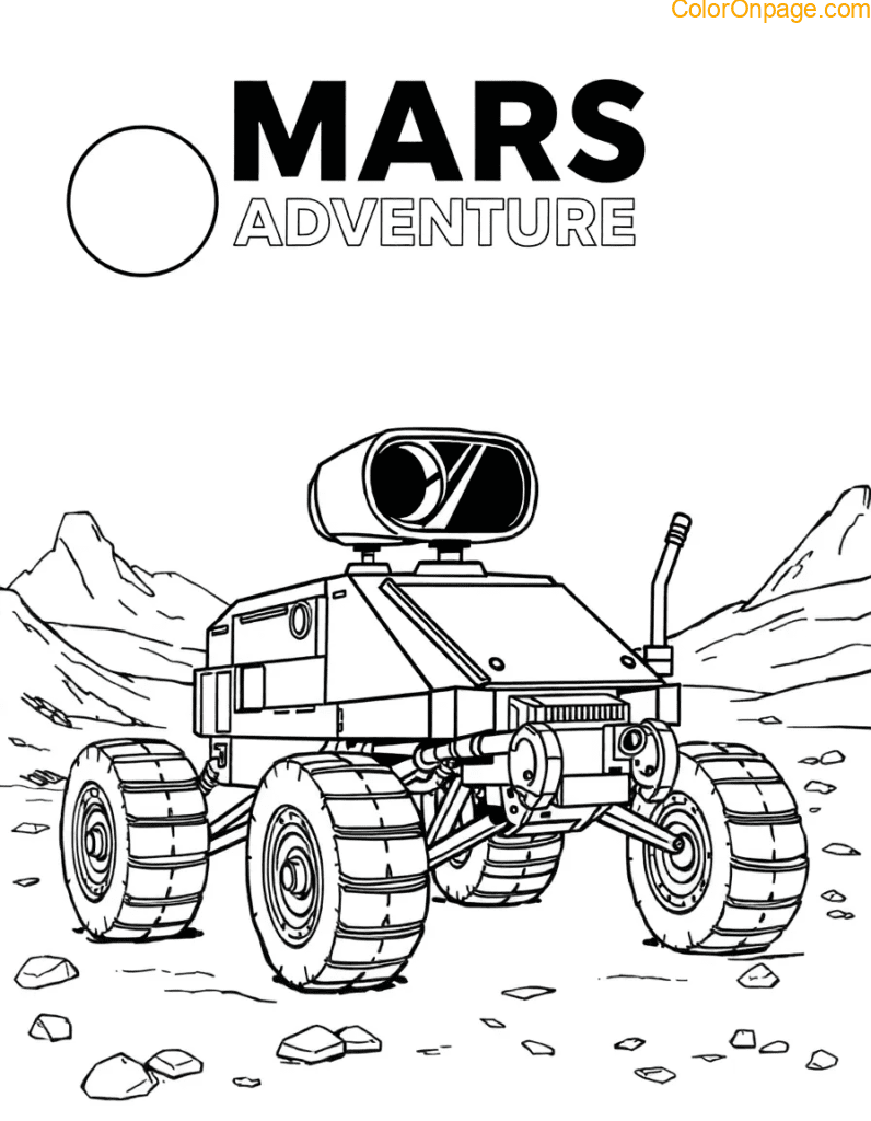 Mars Rover Adventure Coloring Page