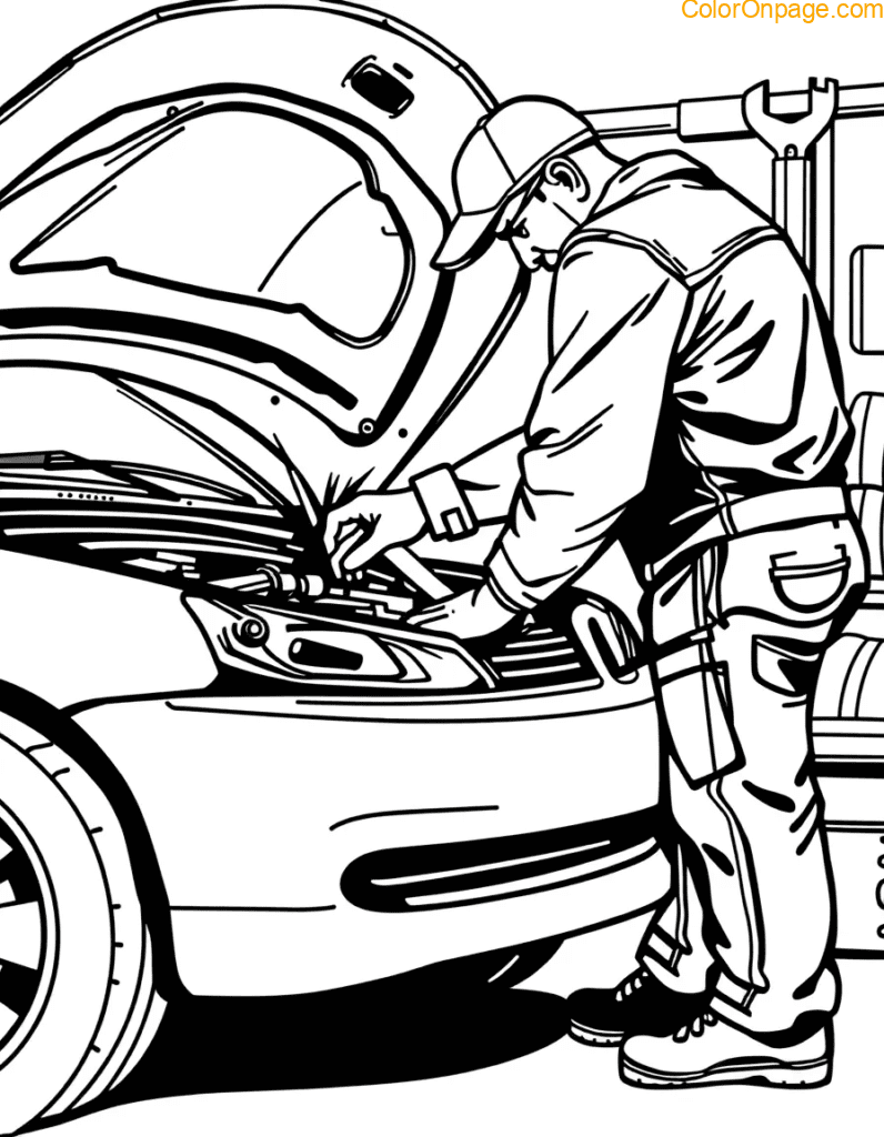 Mechanic Coloring Page
