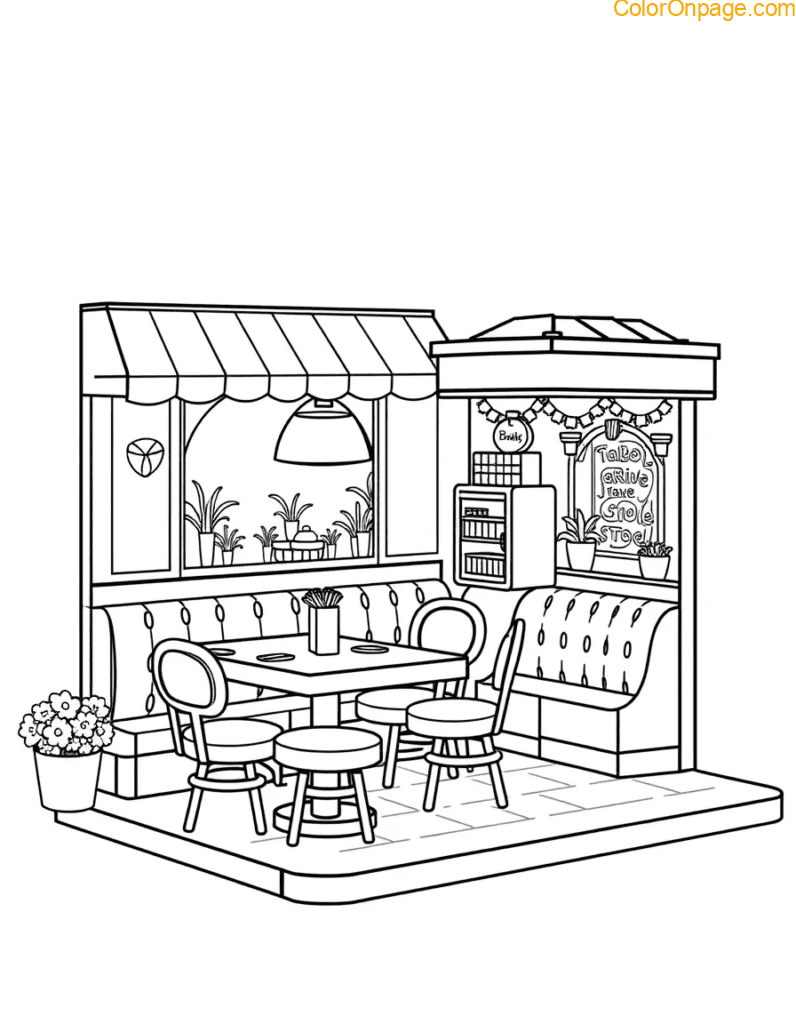 Mini Diner Coloring Page