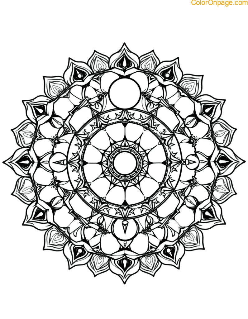 Moon Mandala Coloring Page