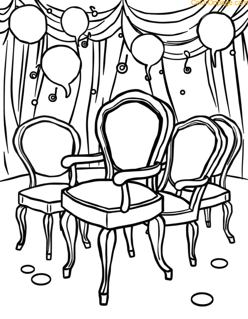 Musical Chairs Madness Coloring Page