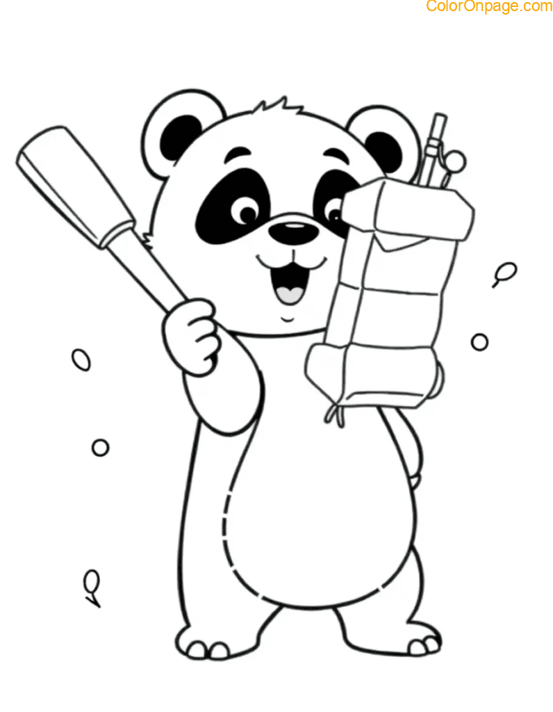 Panda Piñata Smash – A playful panda swinging a bat at a bamboo-shaped piñata.