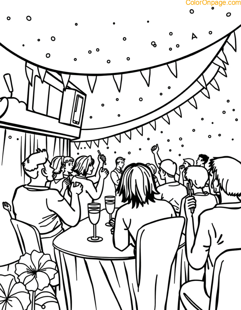 Party Timeline Coloring Page