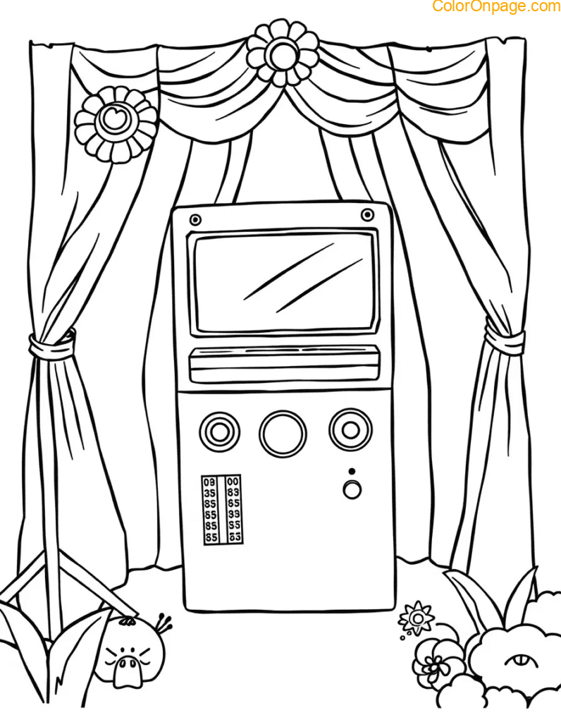 Photo Booth Fun Coloring Page