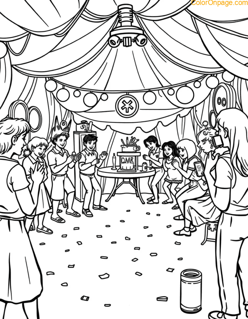 Pin the Tail on the Donkey Coloring Page
