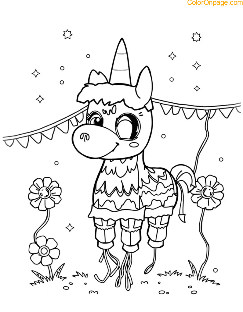 Piñata Surprise Coloring Page