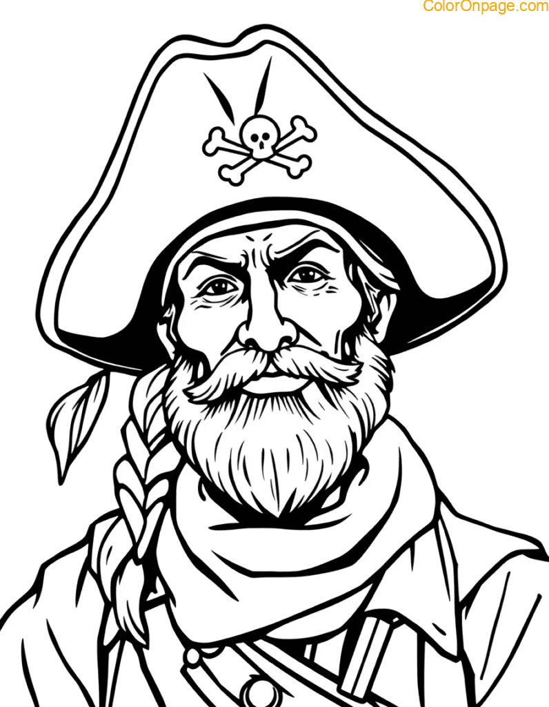 Pirate Captain Portrait Coloring Page