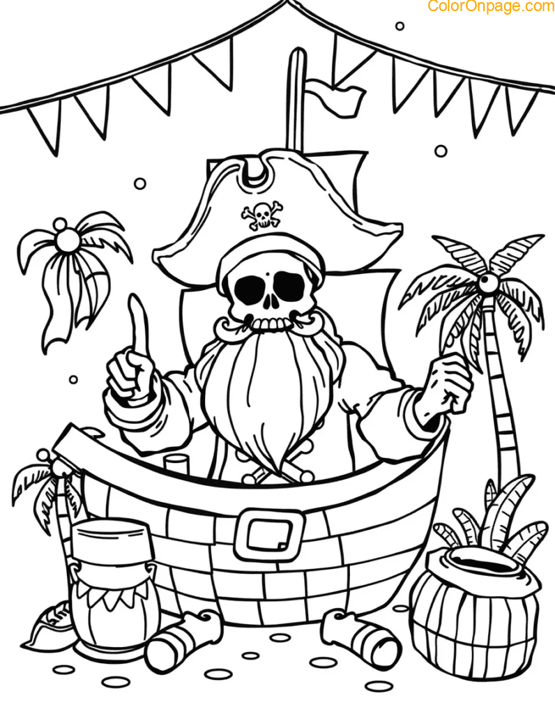 Pirate Party Coloring Page