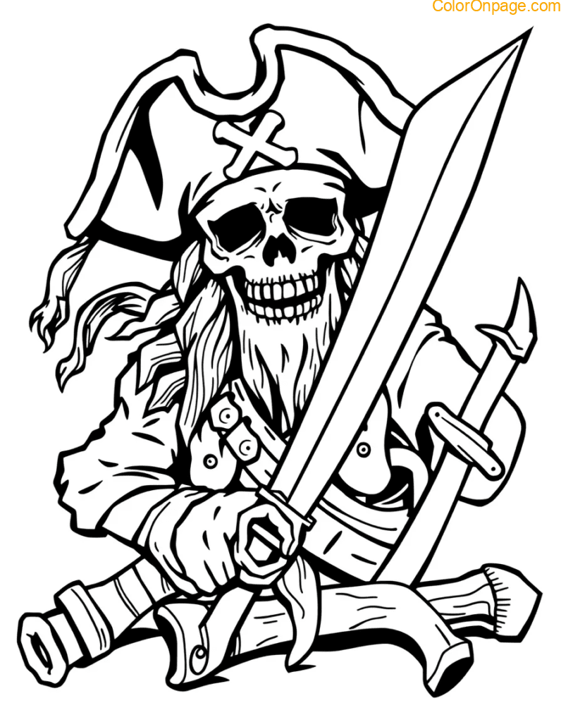 Pirate Tools & Weapons Coloring Page