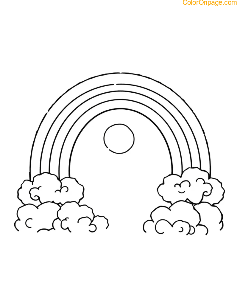 Rainbow & Clouds Coloring Page