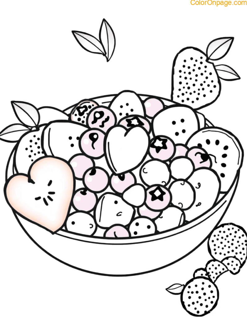 Rainbow Fruit Salad Coloring Page