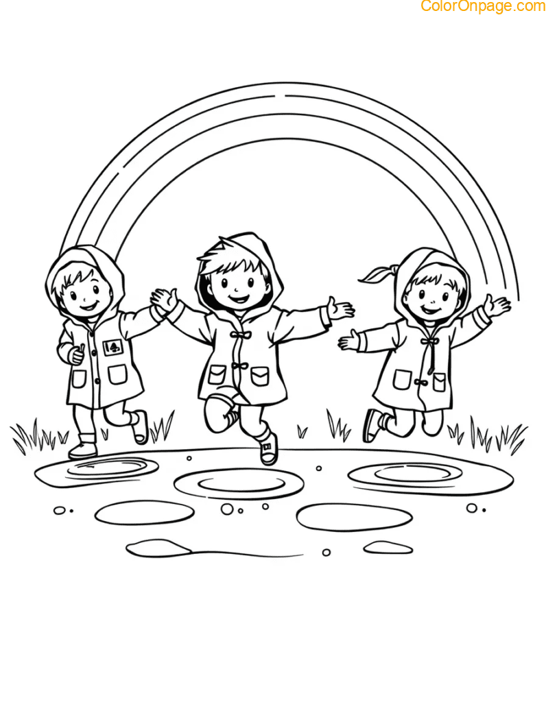 Rainy Day Puddles Coloring Page