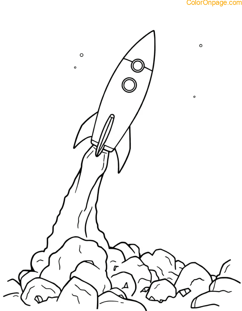 Rocket Launch Coloring Page