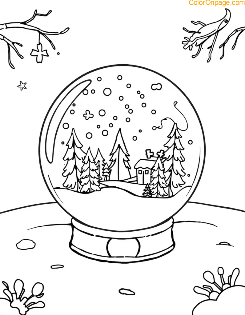 Snow Globe Coloring Page