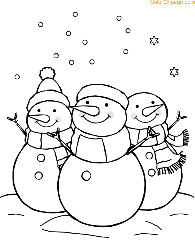 Snowman Family Coloring Page