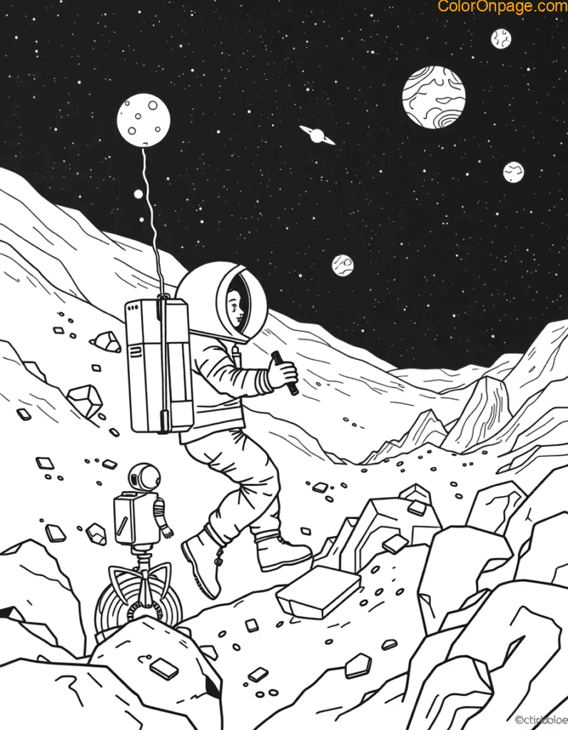Space Exploration Giant Coloring Page