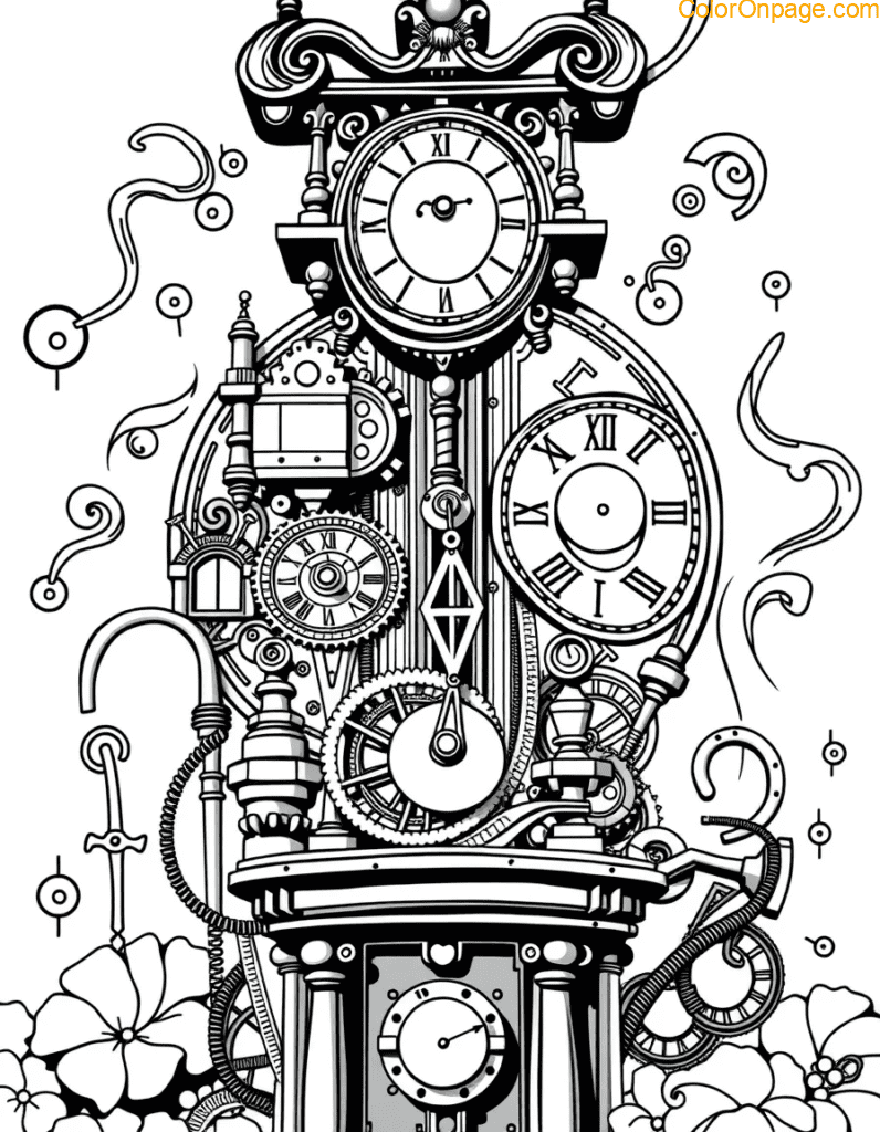 Steampunk Mini World Coloring Page