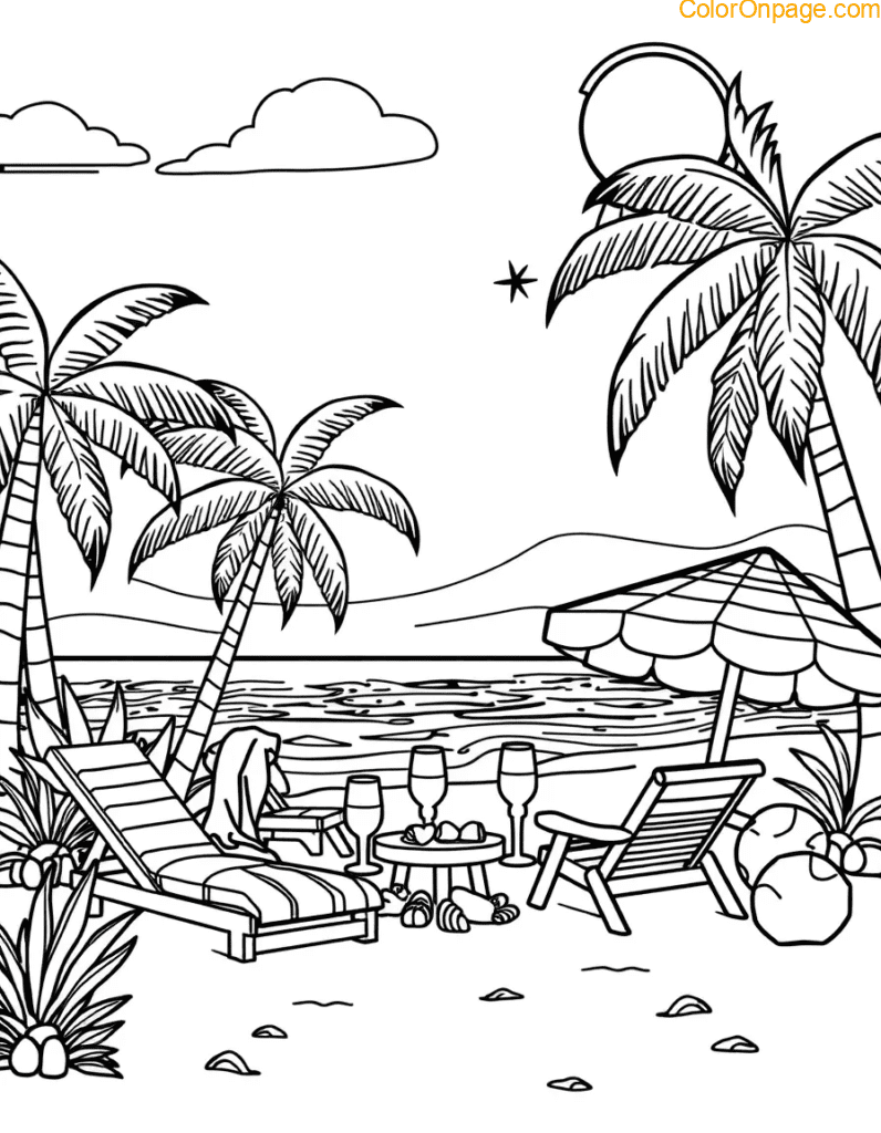 Summer Beach Party Giant Coloring Page