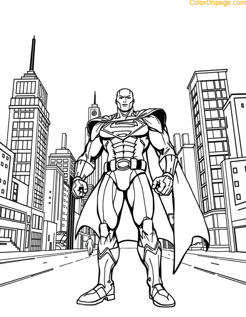 Superhero City Giant Coloring Page
