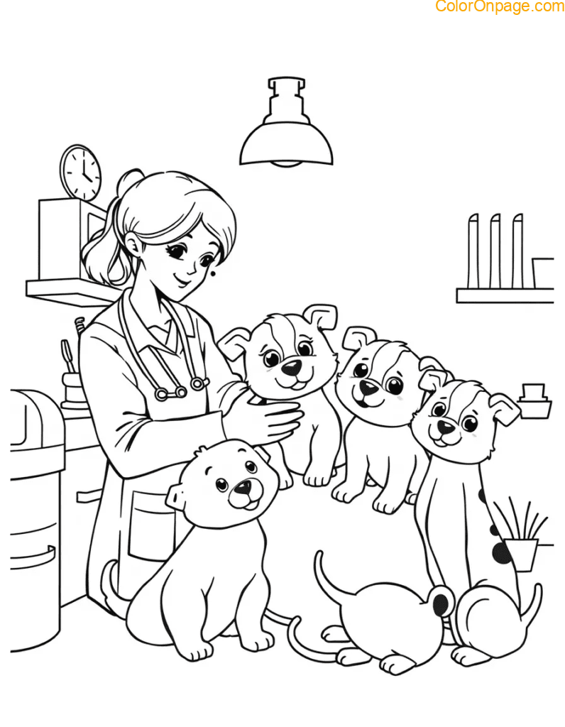 Veterinarian Coloring Page