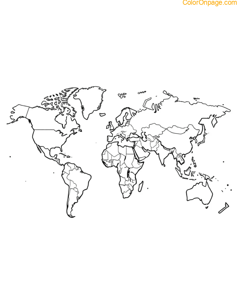 World Map Giant Coloring Page