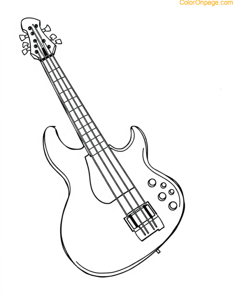 Bass Guitar Coloring Sheet Groovy Music
