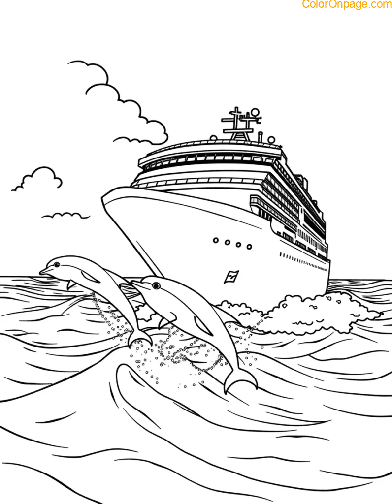 cruise-ship-ocean-dolphins-coloring-page