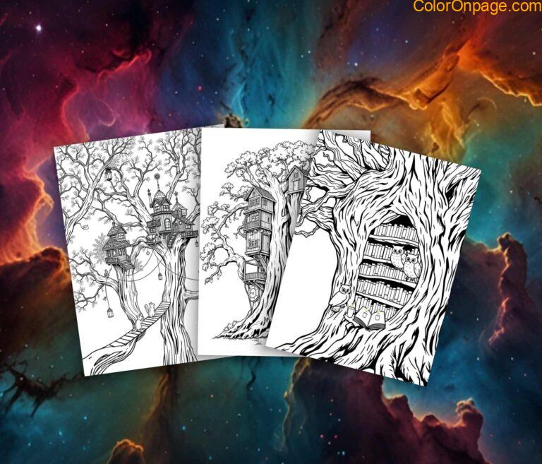20 Whimsical Treehouse City Coloring Pages (Free Printable PDFs