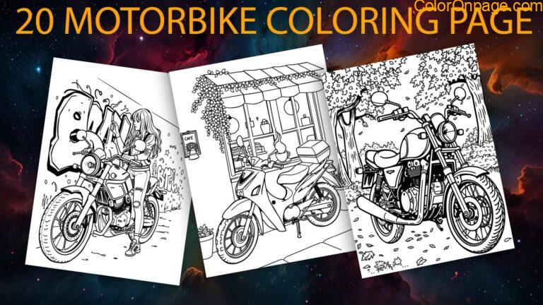 20 Motorcycle Coloring Pages for Free Download (Nature, Urban & Fantasy Sunset ETC)